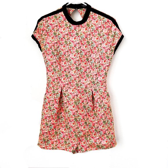 topshop floral romper w/open back + pockets - Picture 2 of 7